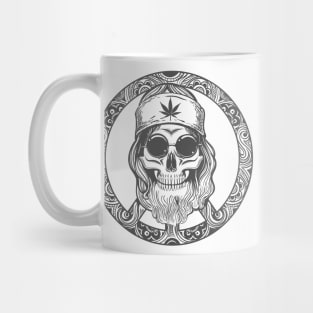 Old Hippie Skull on Symbol of Peace Mug